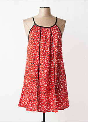 Robe courte imprimé fleurs fines bretelles rouge SINOE BY BAMBOO'S femme