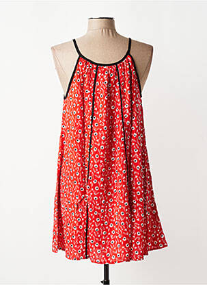 Robe courte imprimé fleurs fines bretelles rouge SINOE BY BAMBOO'S femme