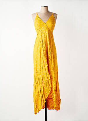 Robe longue coupe cintrée fines bretelles jaune SINOE BY BAMBOO'S femme