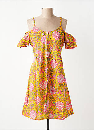 Robe courte imprimé fleurs fines bretelles jaune SINOE BY BAMBOO'S femme
