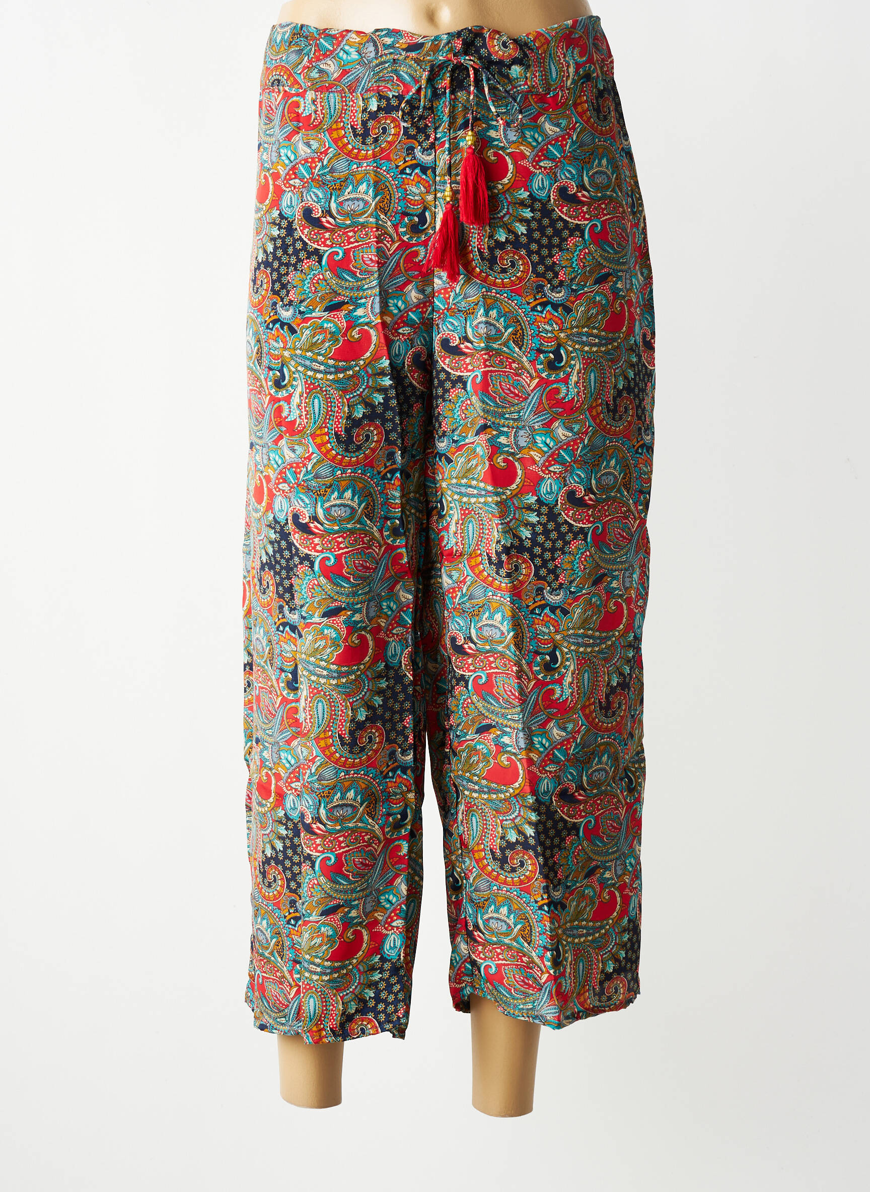 Pantalon 7/8 taille élastique taille normale rouge SINOE BY BAMBOO'S femme