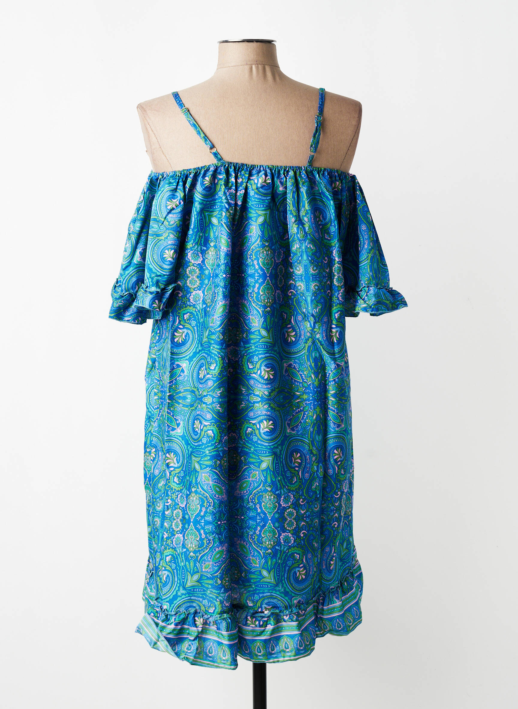 Robe mi-longue coupe fluide fines bretelles bleu SINOE BY BAMBOO'S femme