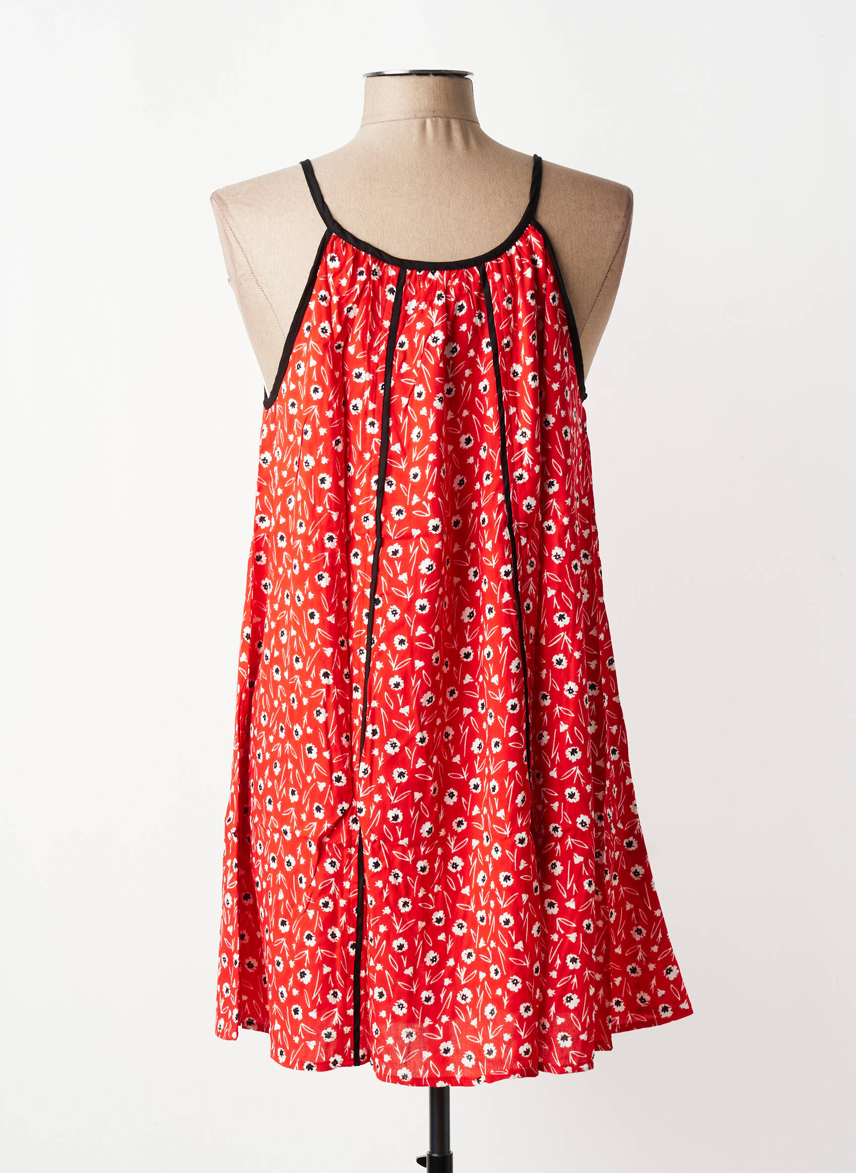 Robe courte imprimé fleurs fines bretelles rouge SINOE BY BAMBOO'S femme