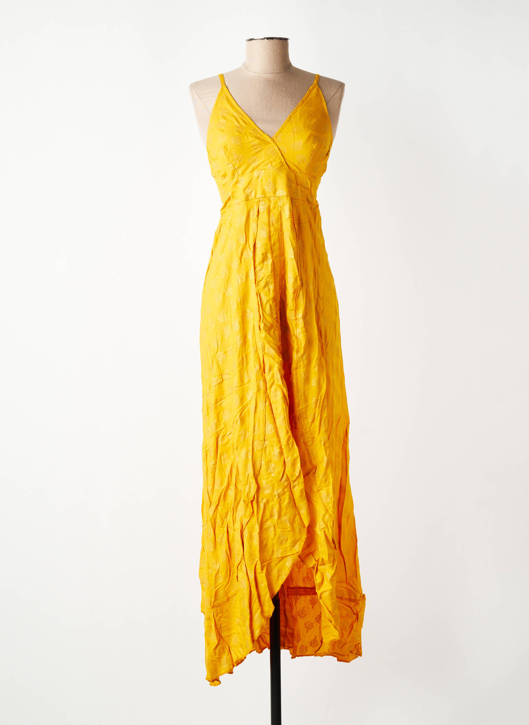 Robe longue coupe cintrée fines bretelles jaune SINOE BY BAMBOO'S femme