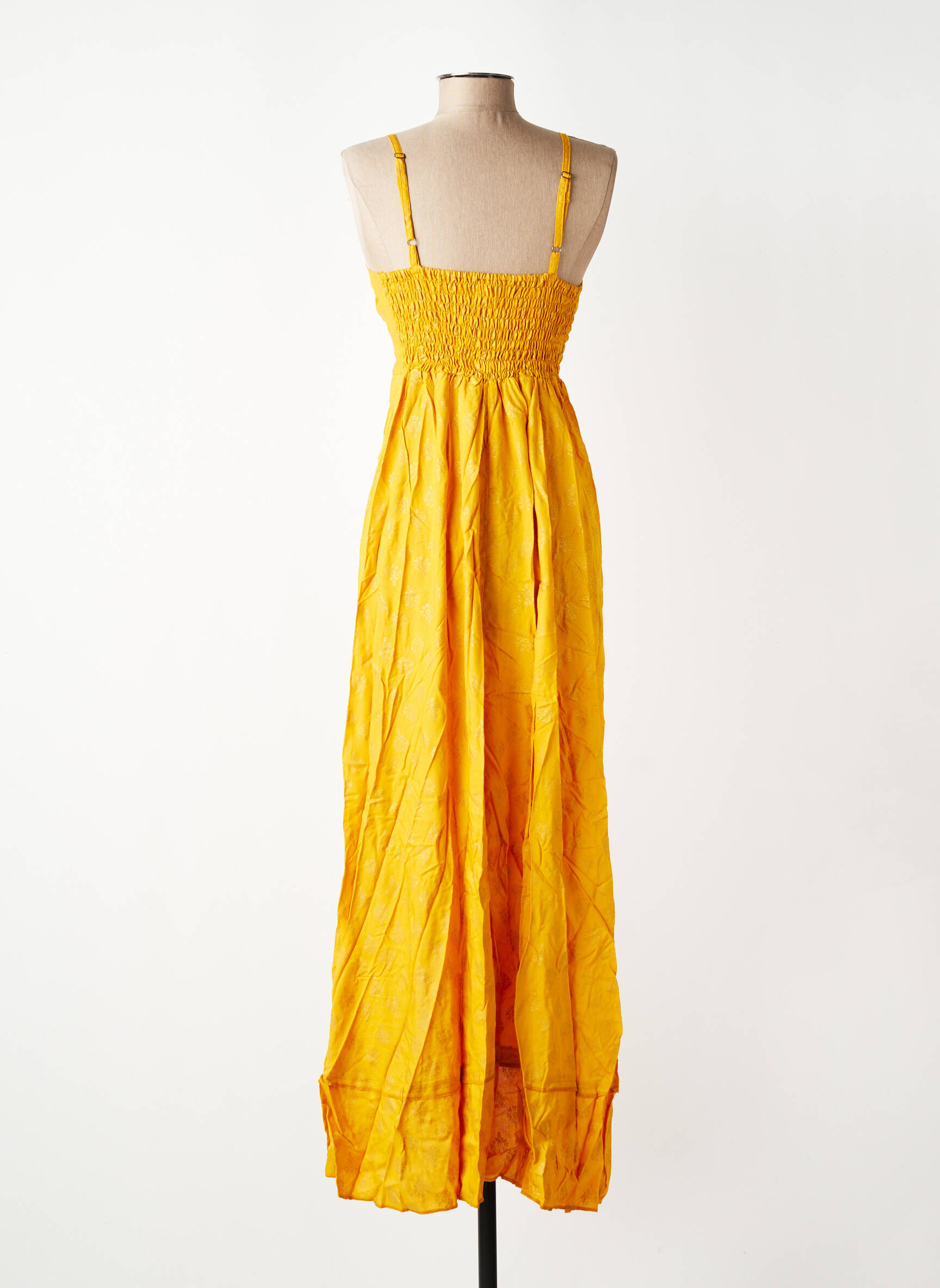 Robe longue coupe cintrée fines bretelles jaune SINOE BY BAMBOO'S femme