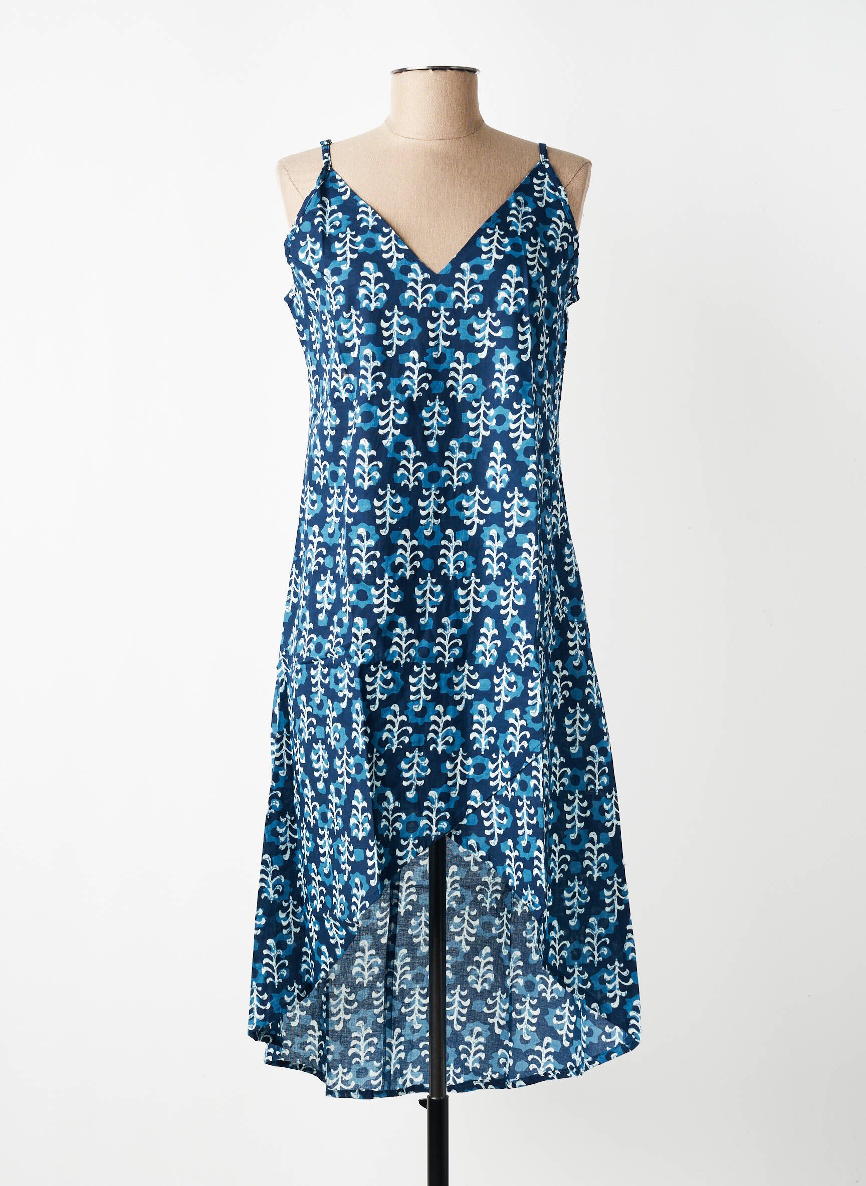 Robe mi-longue imprimé fantaisie fines bretelles bleu SINOE BY BAMBOO'S femme
