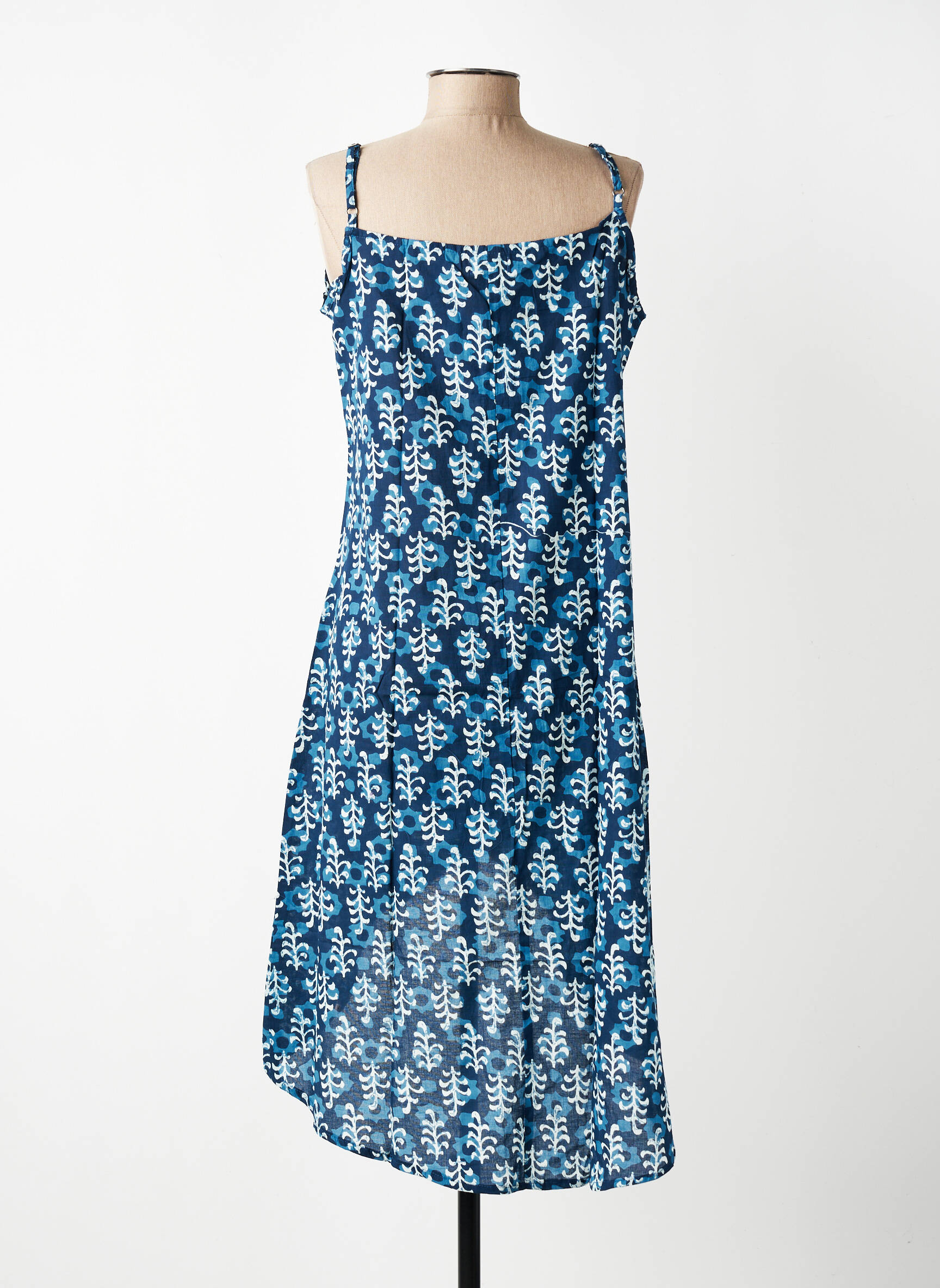 Robe mi-longue imprimé fantaisie fines bretelles bleu SINOE BY BAMBOO'S femme