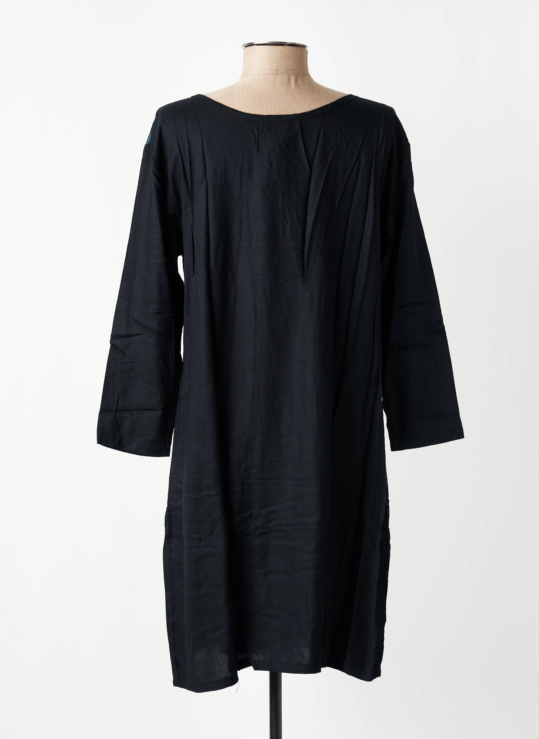 Robe mi-longue imprimé fleurs manches 3/4 noir BAMBOO'S femme