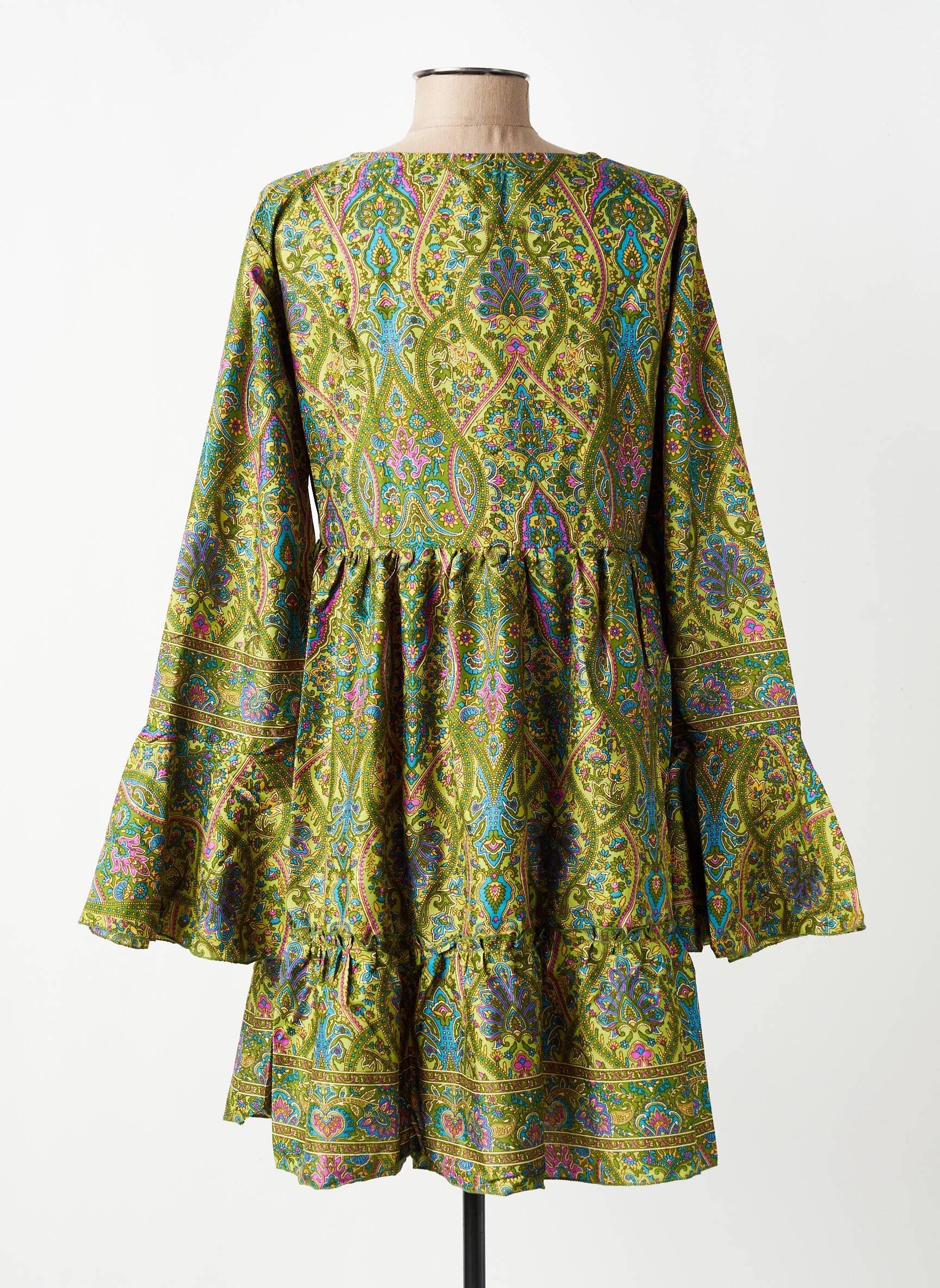 Robe courte coupe évasée manches longues vert SINOE BY BAMBOO'S femme