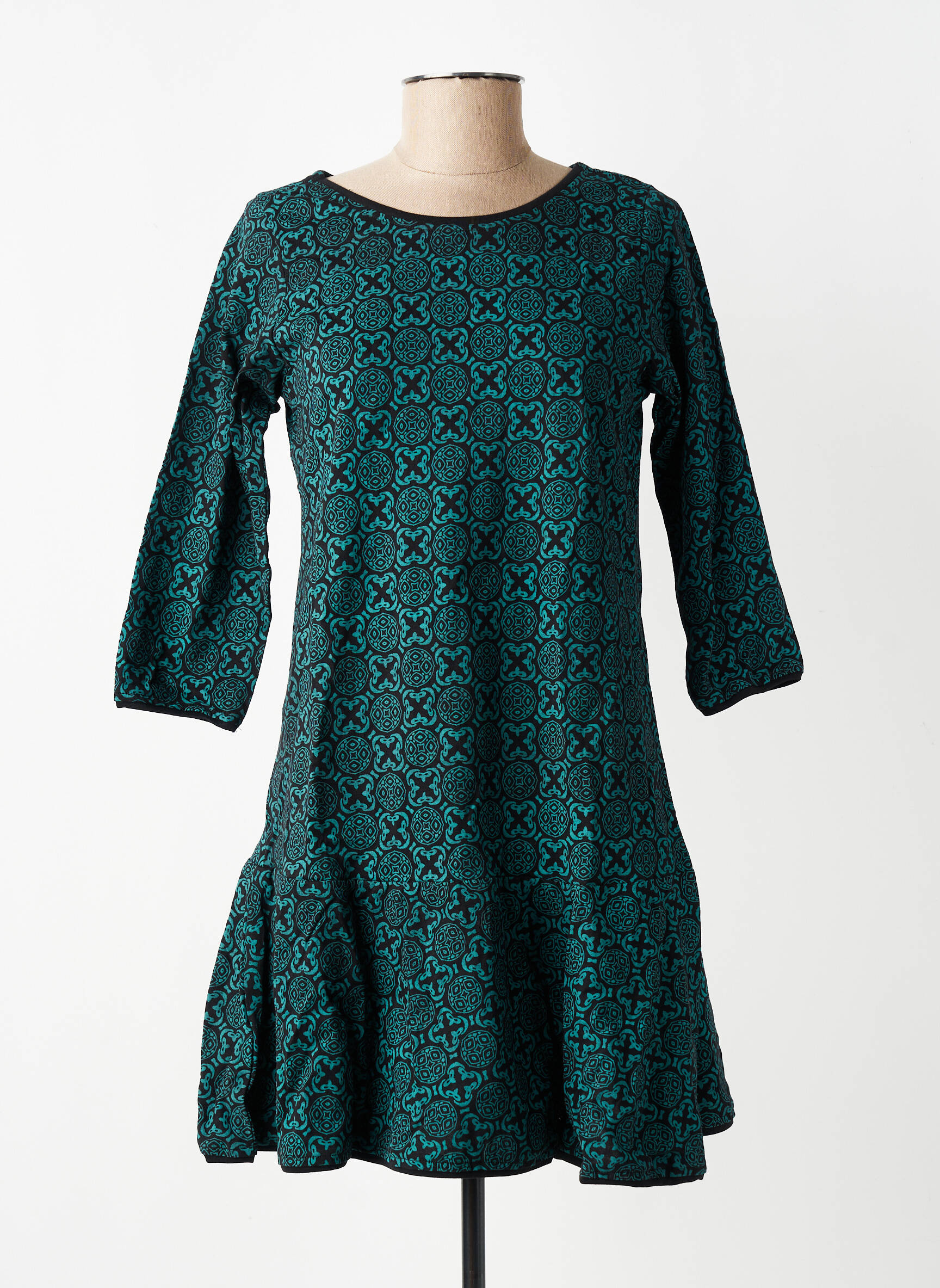 Robe courte manches 3/4 manches 3/4 noir BAMBOO'S femme