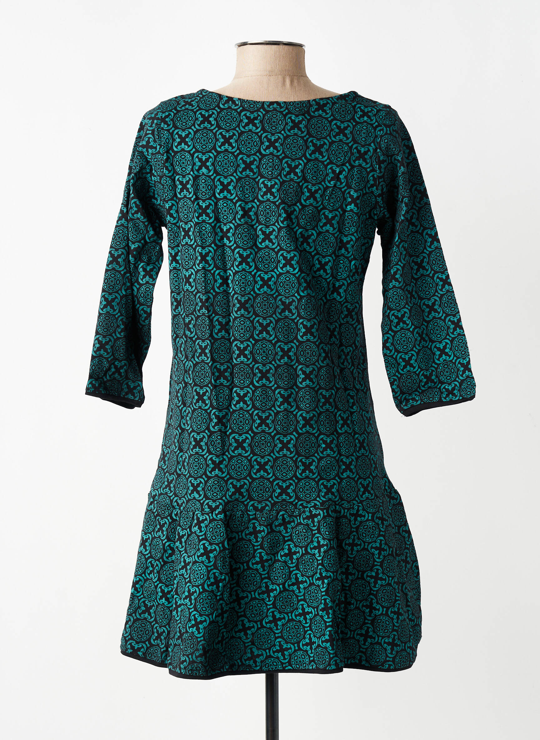 Robe courte manches 3/4 manches 3/4 noir BAMBOO'S femme
