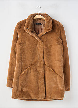 Manteau long fermeture pressionnée sans capuche marron ONLY femme