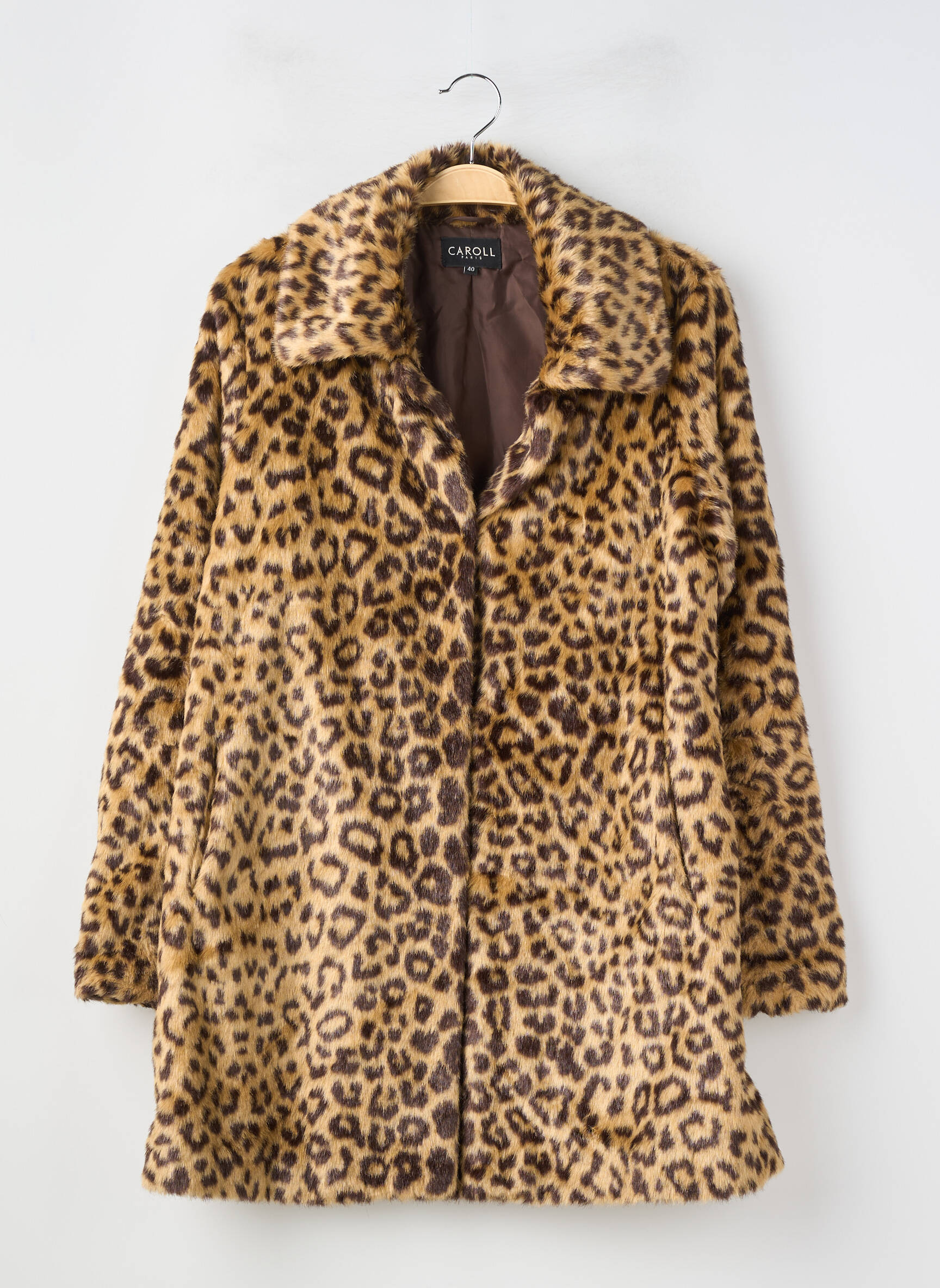 Manteau long coupe cintrée sans capuche beige CAROLL femme