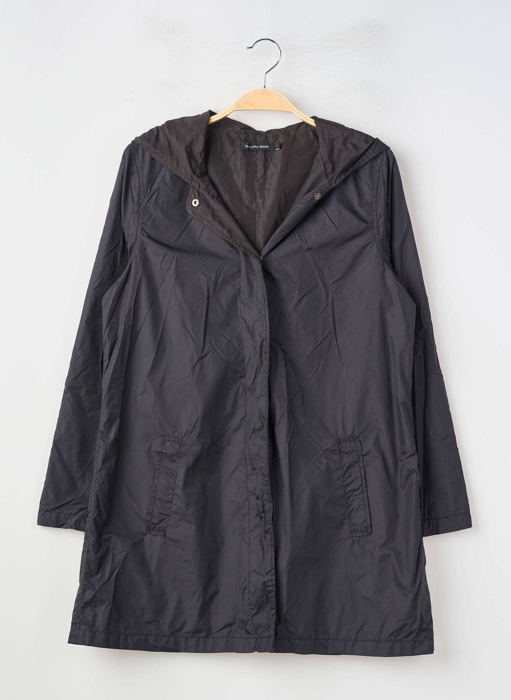 Imperméable poches a capuche noir MONOPRIX femme