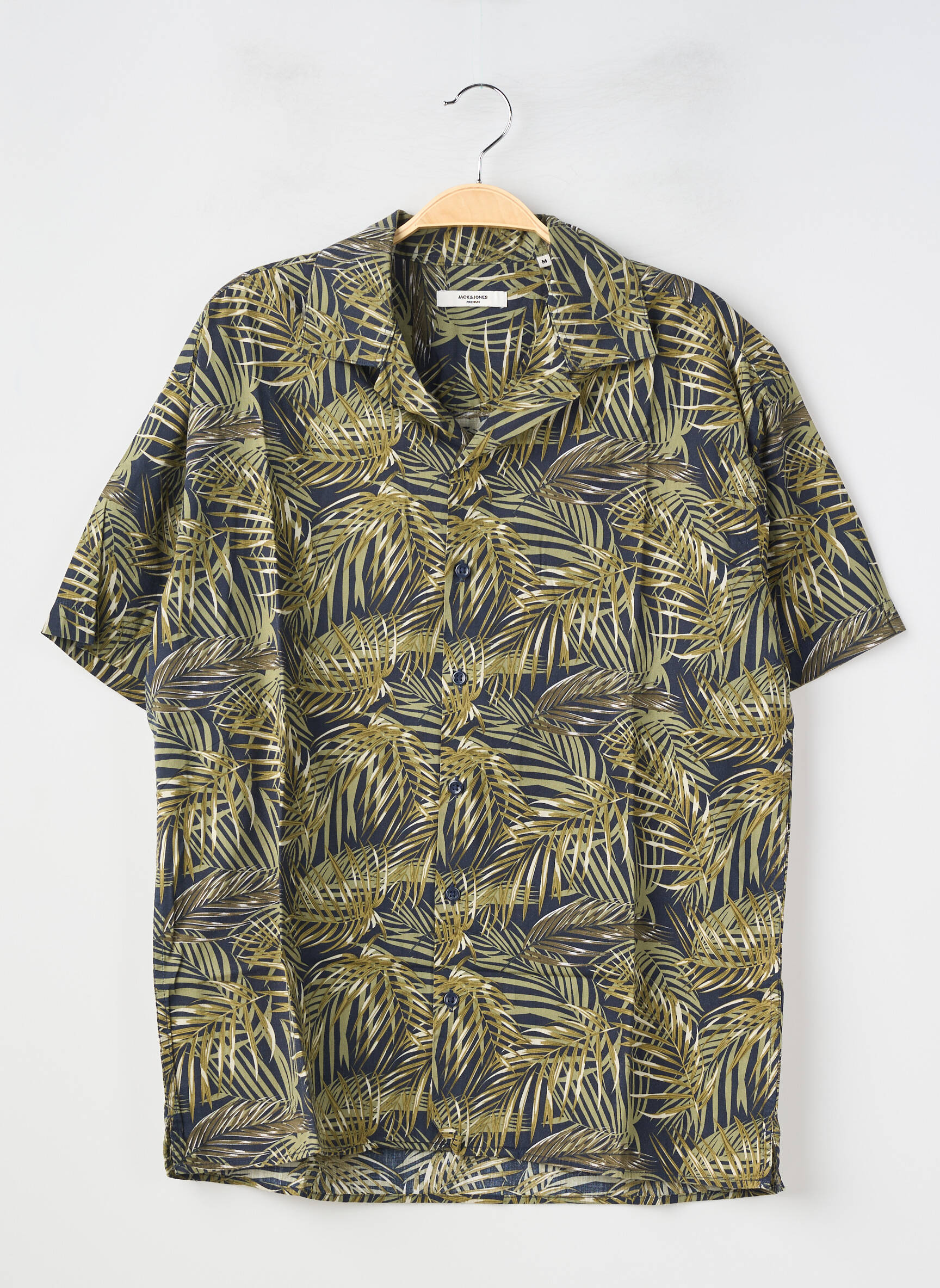 Chemise manches courtes col tailleur vert JACK & JONES homme