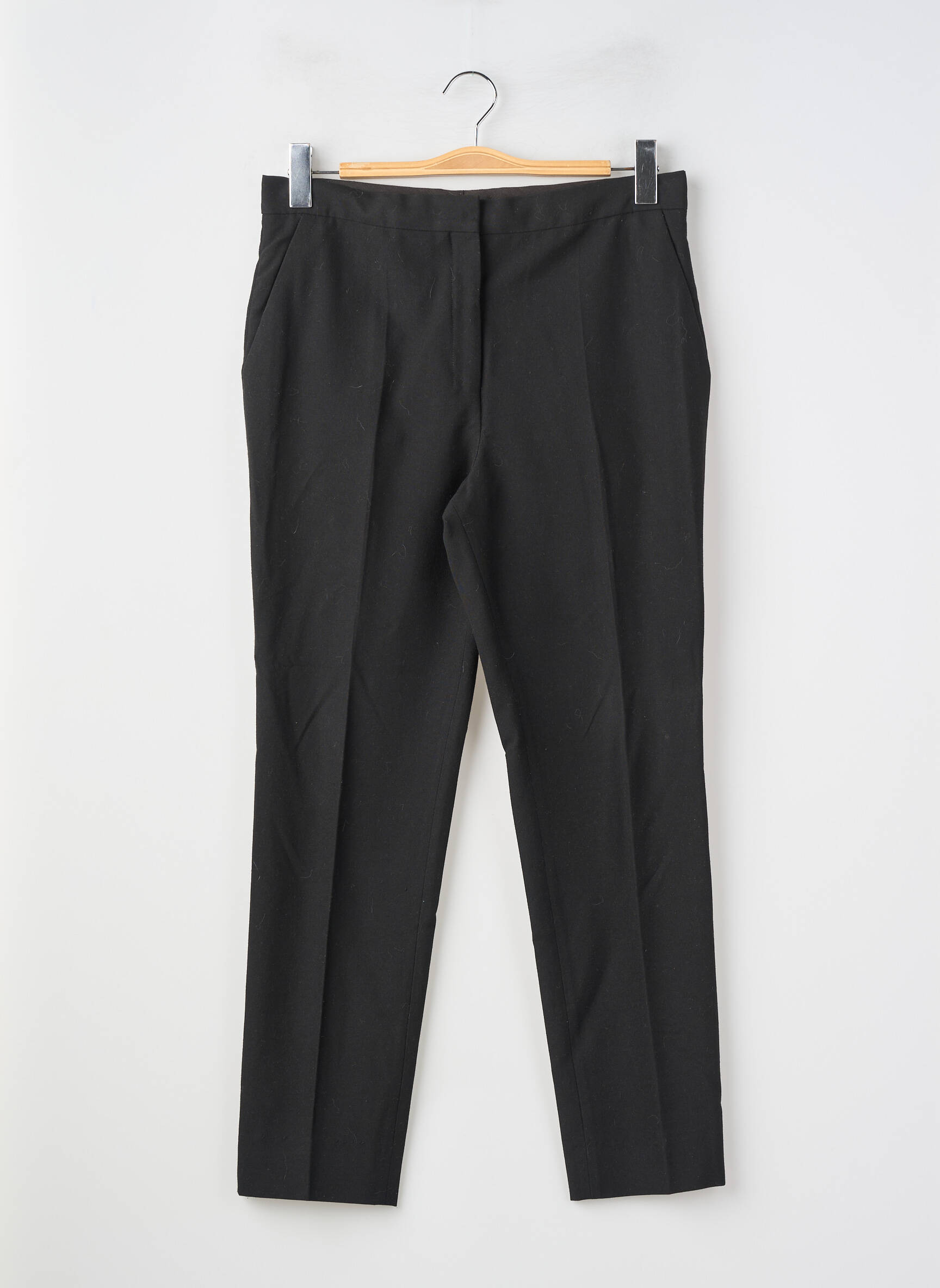 Pantalon chino fermeture zippée sous rabat avec crochet taille normale noir BY MALENE BIRGER femme