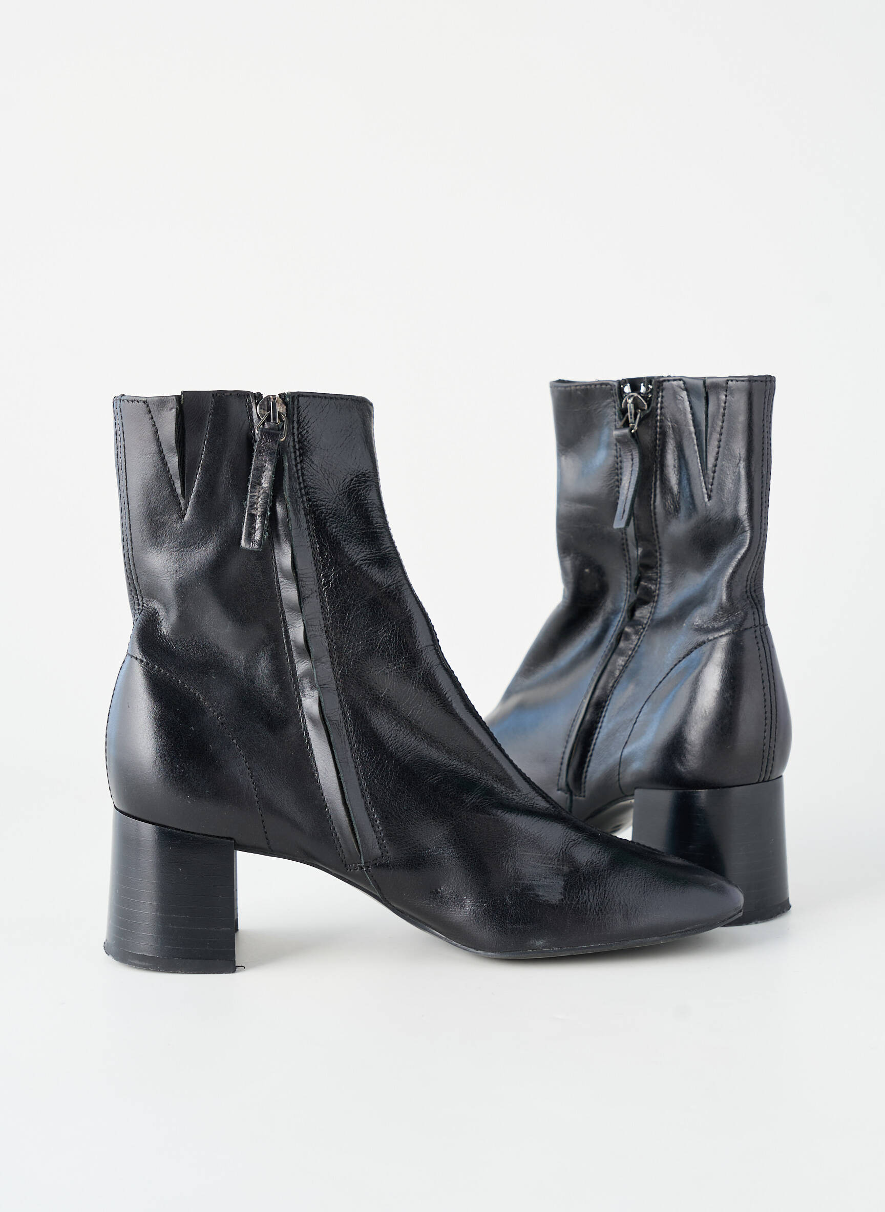Bottines/boots matière lisse talon de 4 à 6cm noir MANGO femme