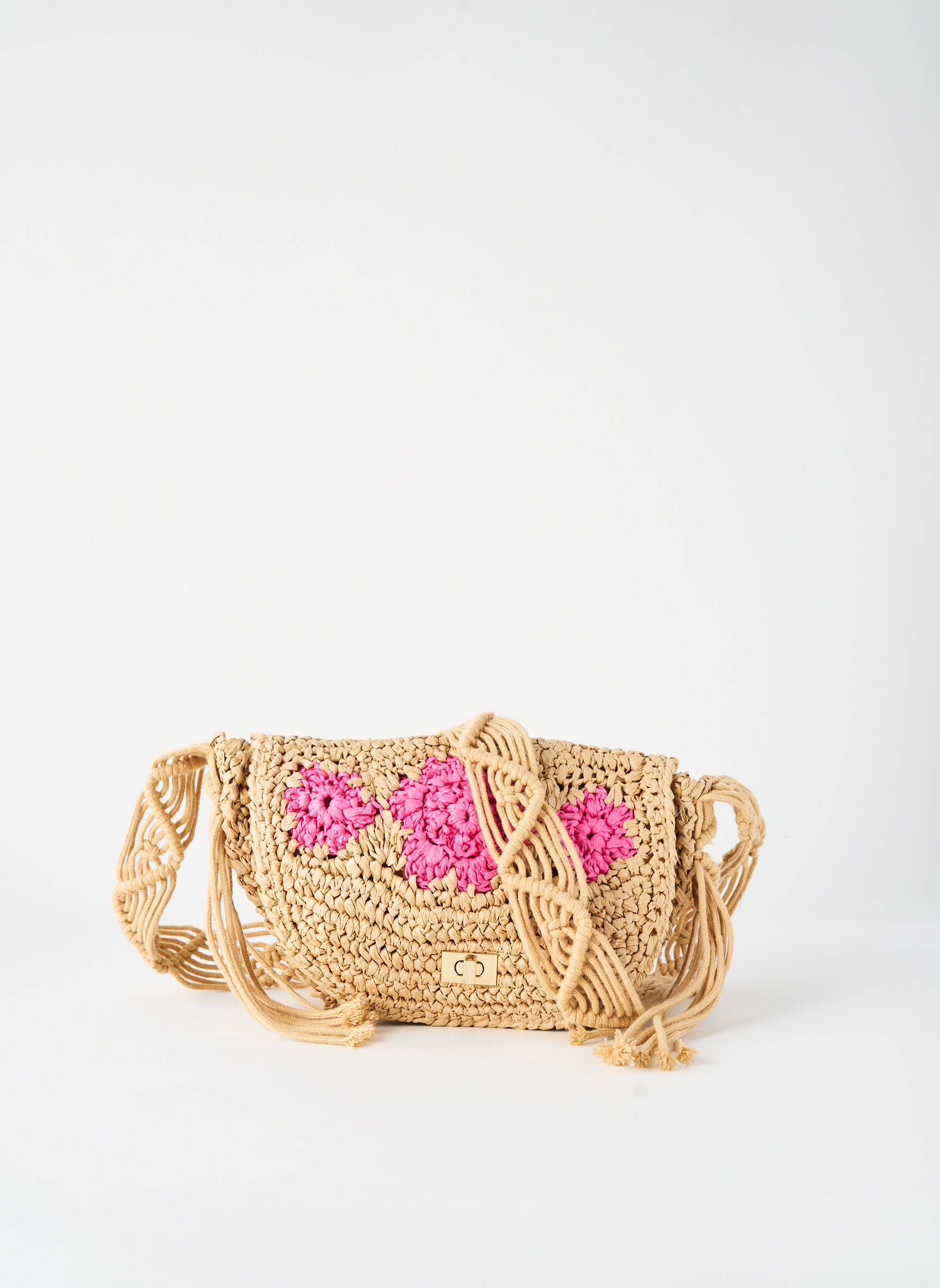 Sac multipoches forme rectangulaire beige PIECES femme