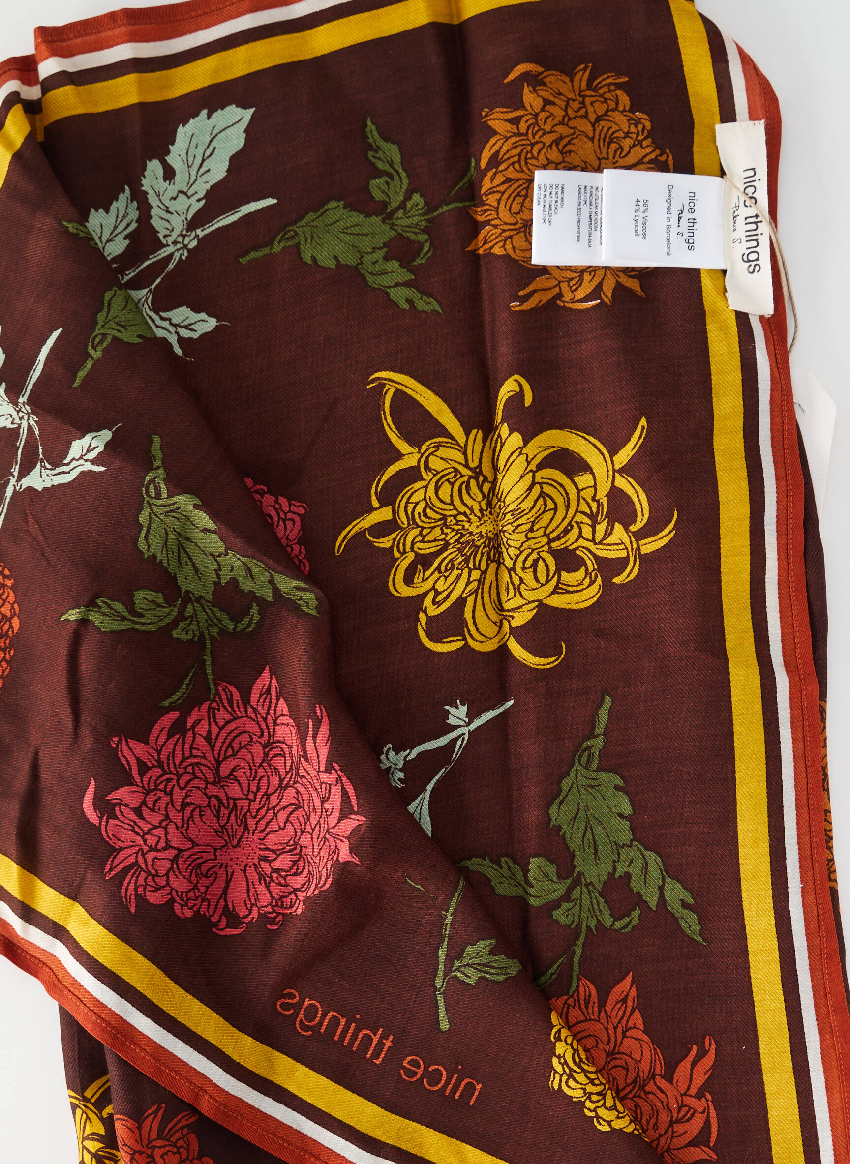 Foulard tissage popeline marron NICE THINGS femme