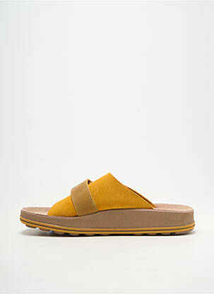 Mules/sabots bout ouvert talon plat jusqu'à 3cm jaune FANTASY SANDALS femme