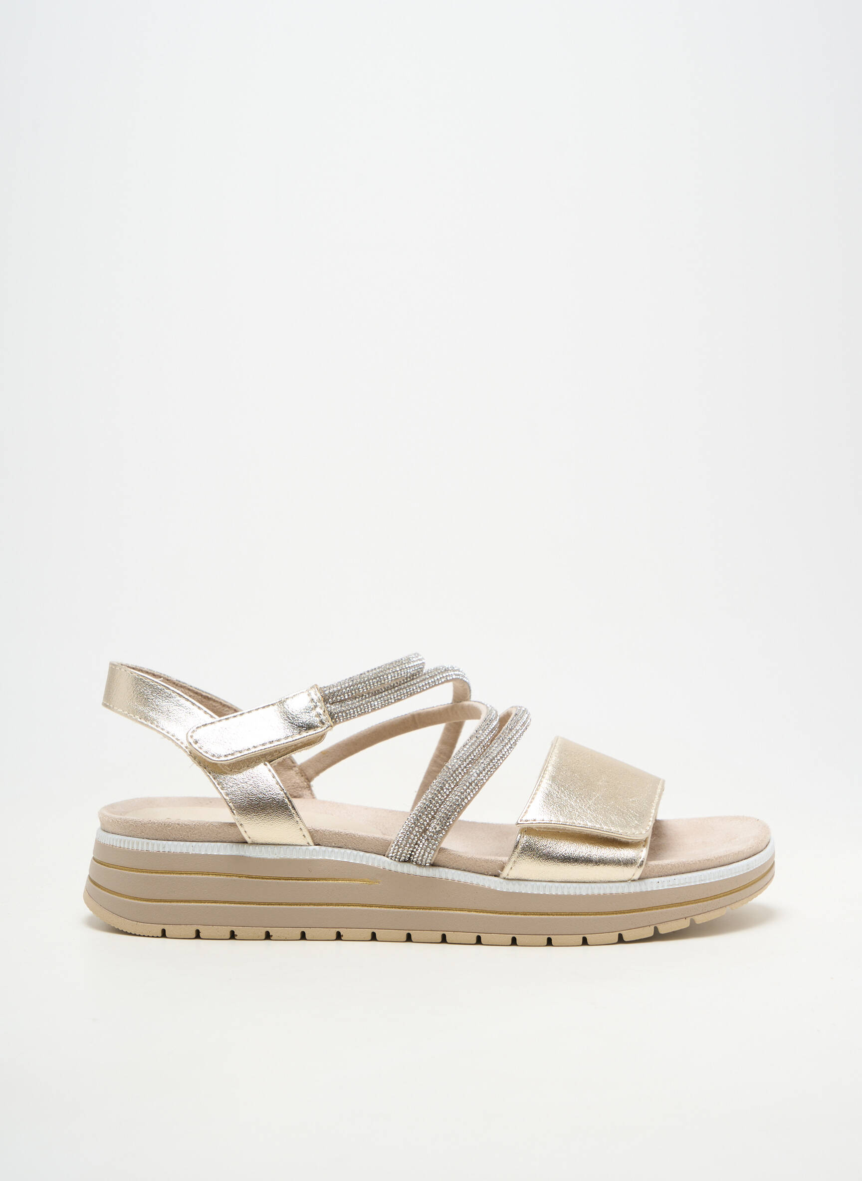 Sandales/nu pieds matière lisse talon de 4 à 6cm or MARCO TOZZI femme