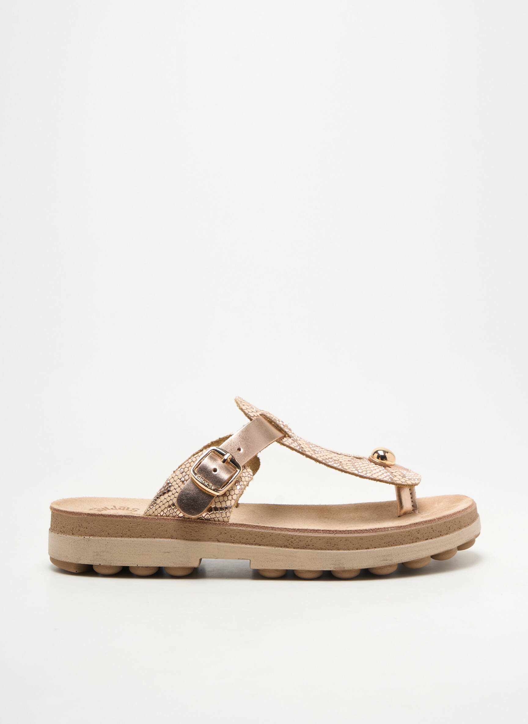 Tongs bout ouvert talon plat jusqu'à 3cm beige FANTASY SANDALS femme