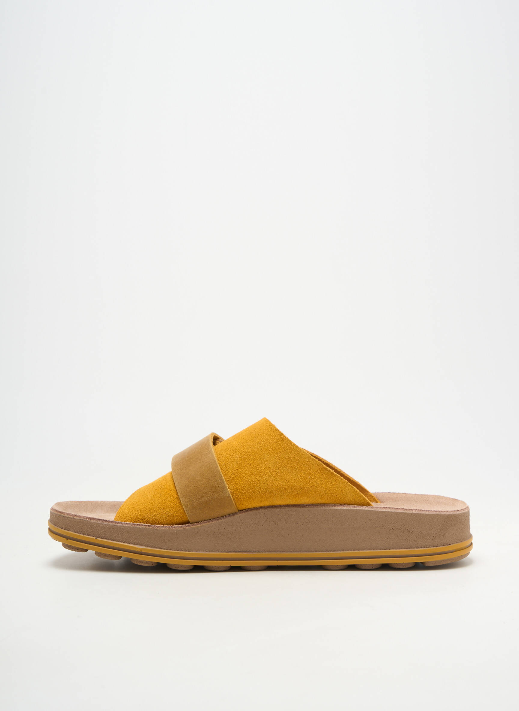Mules/sabots bout ouvert talon plat jusqu'à 3cm jaune FANTASY SANDALS femme