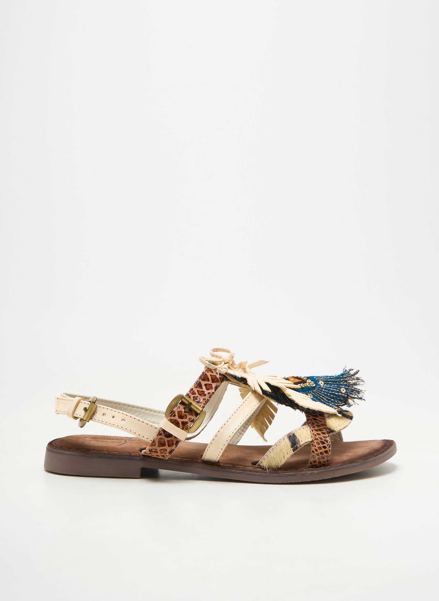 Sandales/nu pieds matière lisse talon plat jusqu'à 3cm beige METAMORF'OSE femme