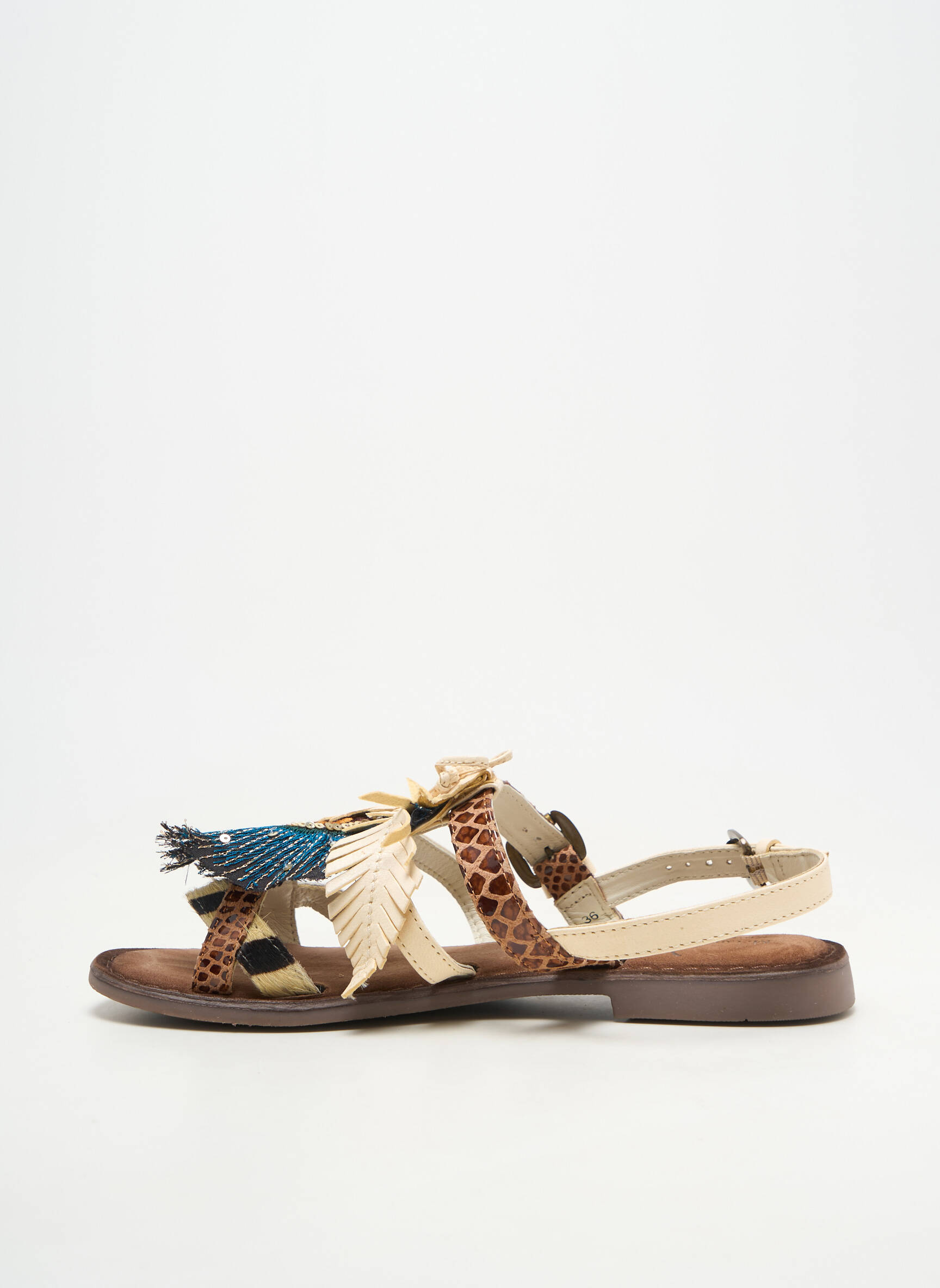 Sandales/nu pieds matière lisse talon plat jusqu'à 3cm beige METAMORF'OSE femme