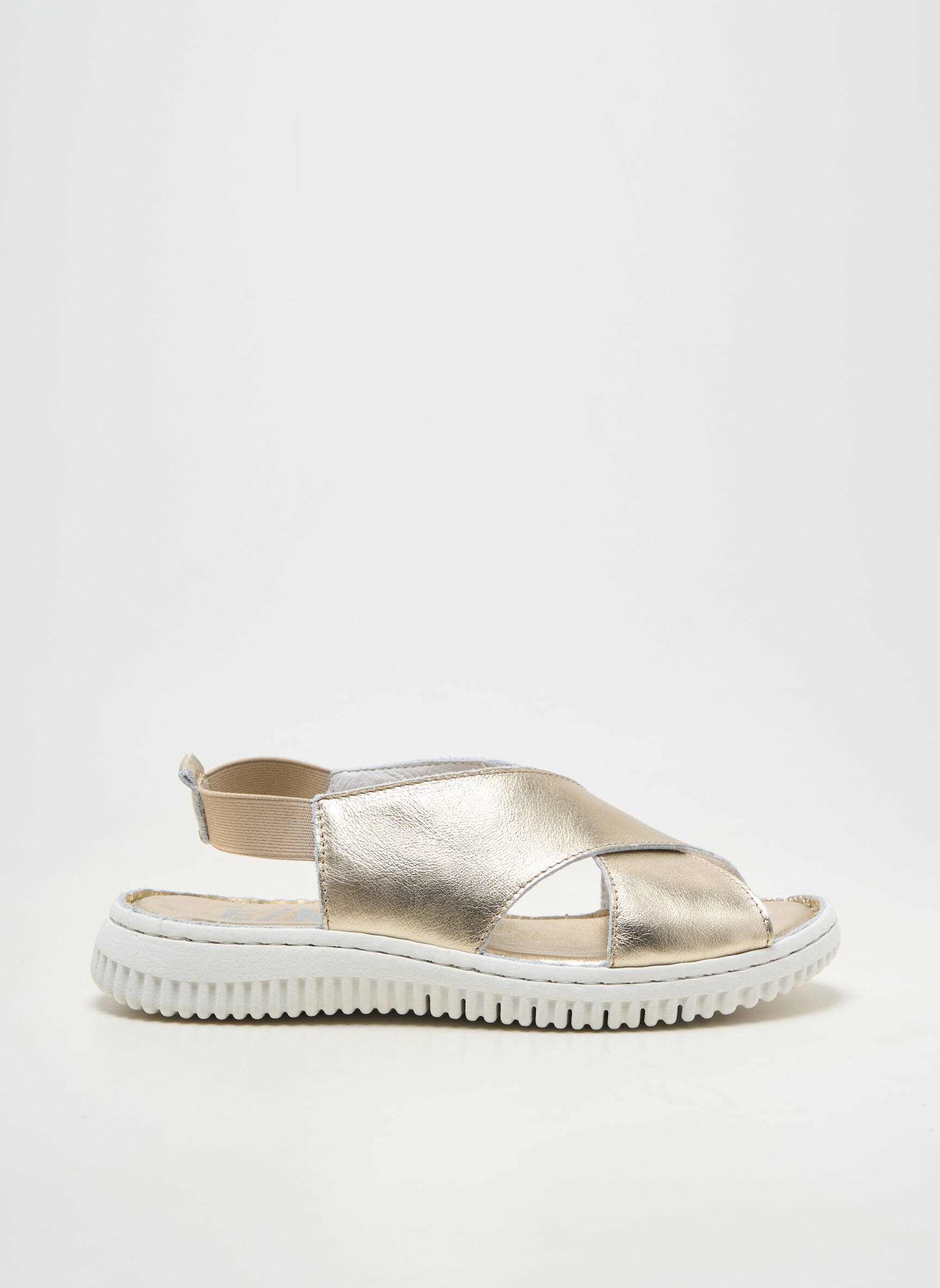 Sandales/nu pieds matière lisse talon plat jusqu'à 3cm or ELUE PAR NOUS femme