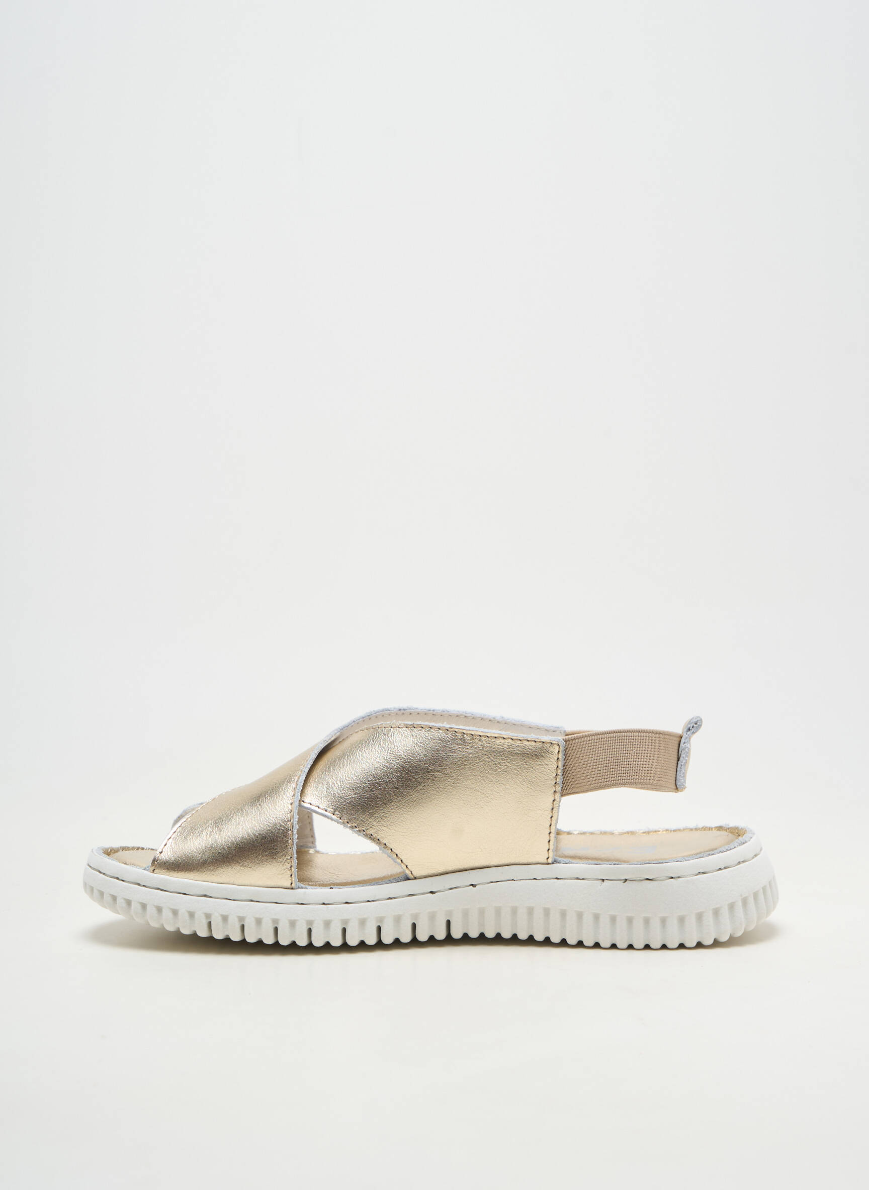Sandales/nu pieds matière lisse talon plat jusqu'à 3cm or ELUE PAR NOUS femme