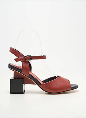 Sandales/nu pieds matière lisse talon de 7 à 9cm rouge METAMORF'OSE femme