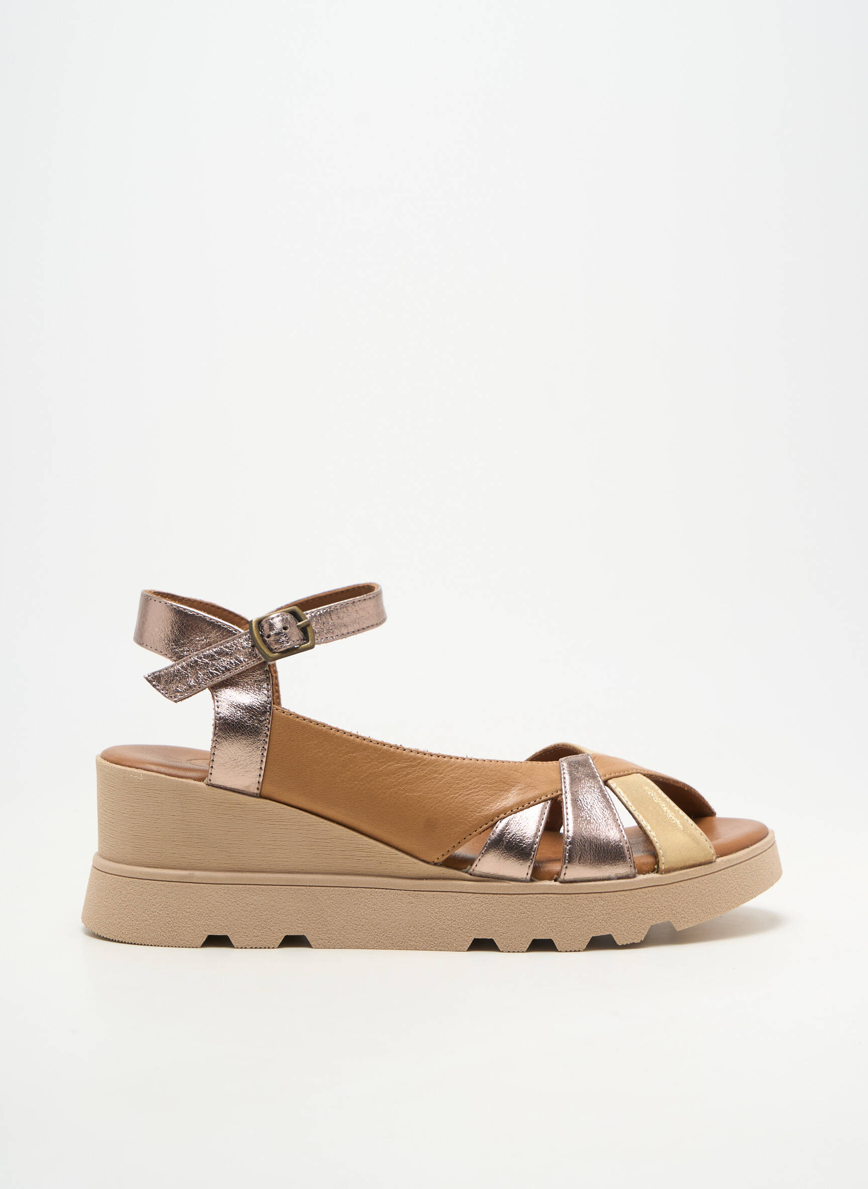 Sandales/nu pieds matière lisse talon de 4 à 6cm marron LUNE & L'AUTRE femme