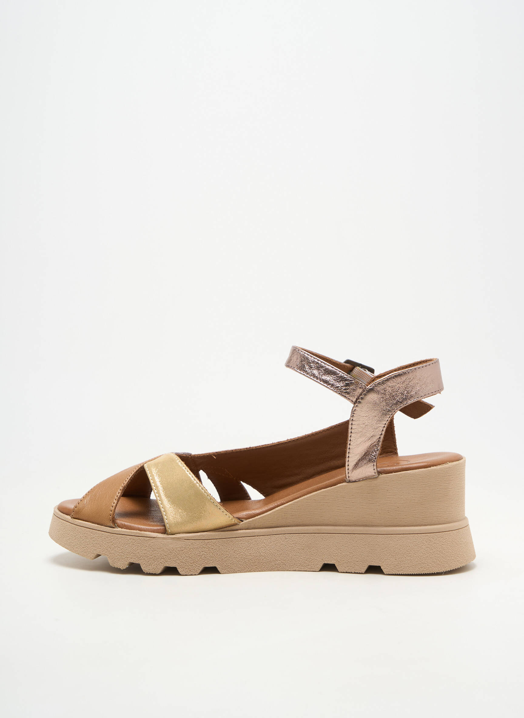 Sandales/nu pieds matière lisse talon de 4 à 6cm marron LUNE & L'AUTRE femme