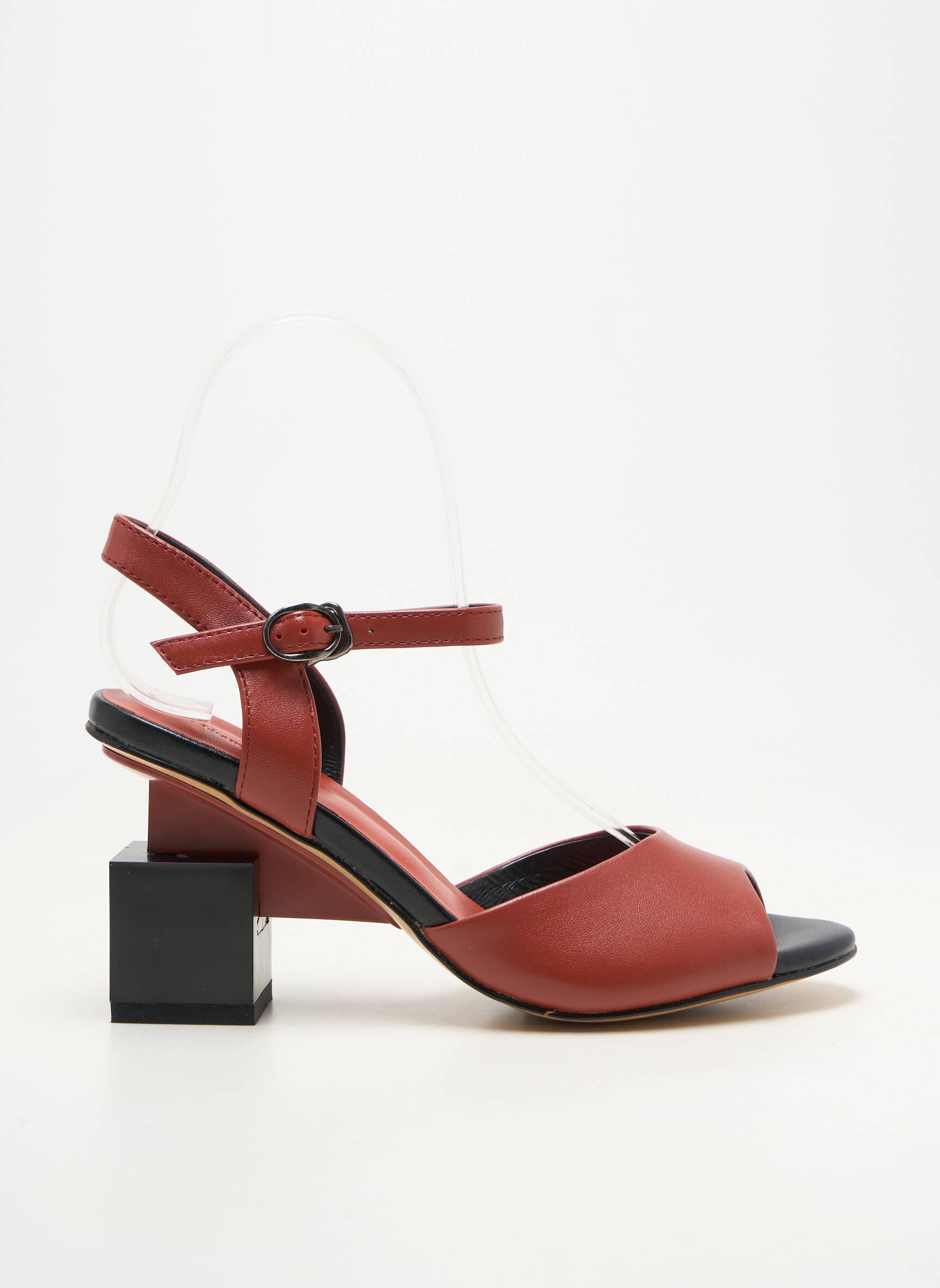 Sandales/nu pieds matière lisse talon de 7 à 9cm rouge METAMORF'OSE femme