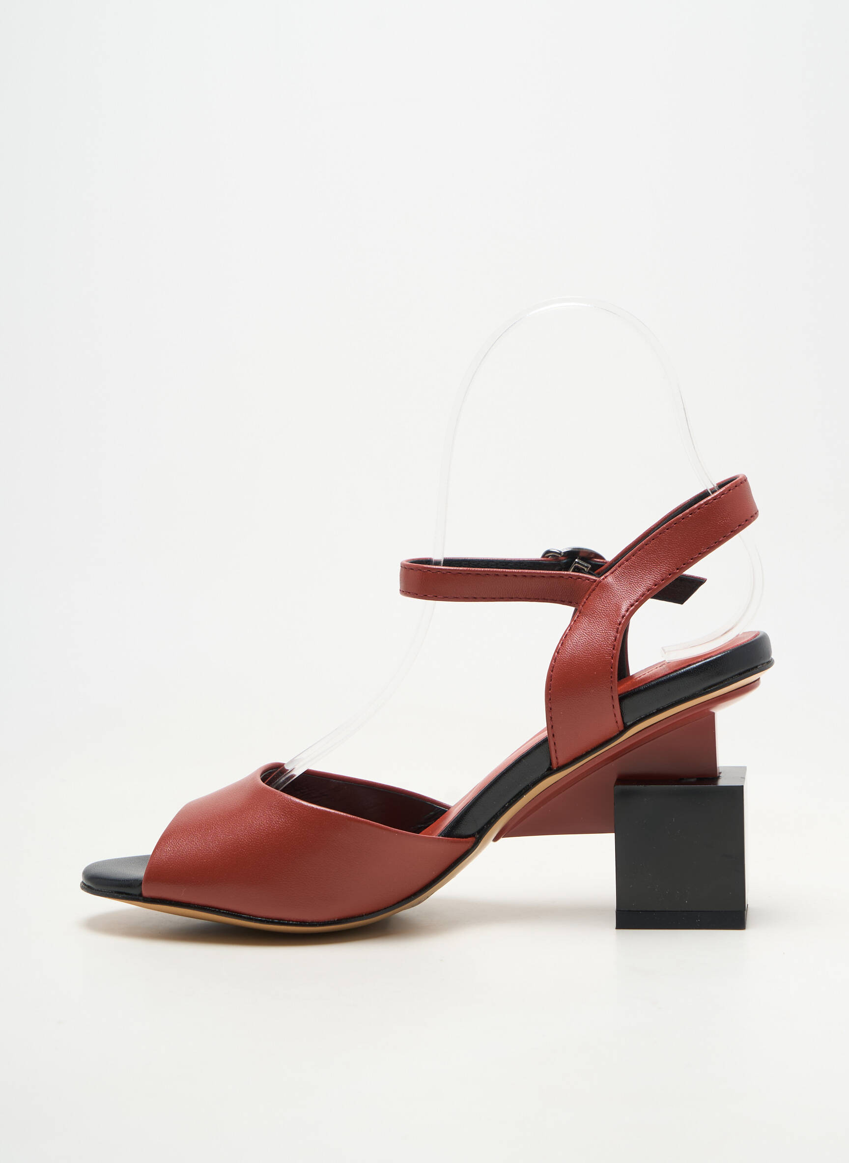 Sandales/nu pieds matière lisse talon de 7 à 9cm rouge METAMORF'OSE femme