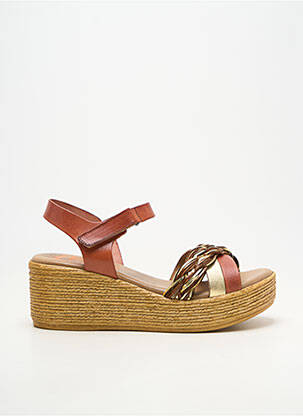 Sandales/nu pieds matière lisse talon de 4 à 6cm orange PORRONET femme