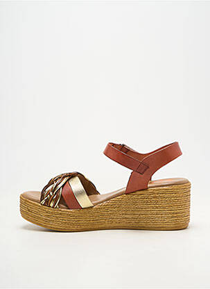 Sandales/nu pieds matière lisse talon de 4 à 6cm orange PORRONET femme