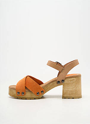 Sandales/nu pieds tissage satiné talon de 7 à 9cm orange PORRONET femme