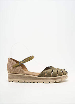 Sandales/nu pieds matière lisse talon plat jusqu'à 3cm vert PORRONET femme