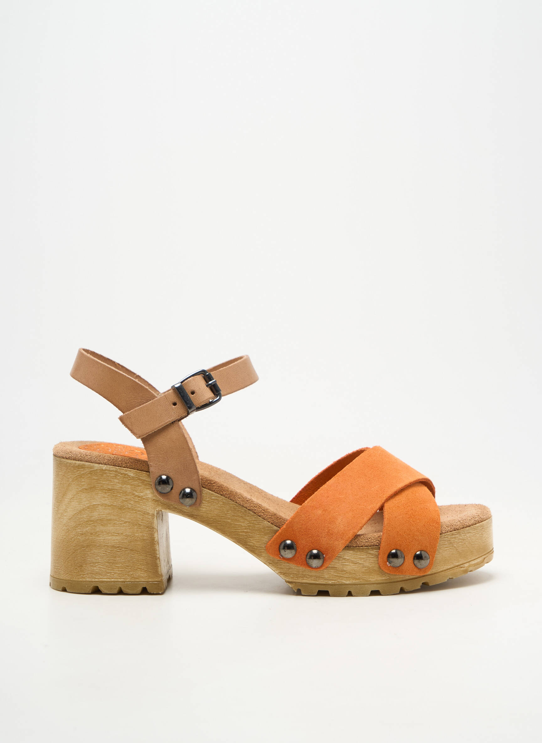 Sandales/nu pieds tissage satiné talon de 7 à 9cm orange PORRONET femme
