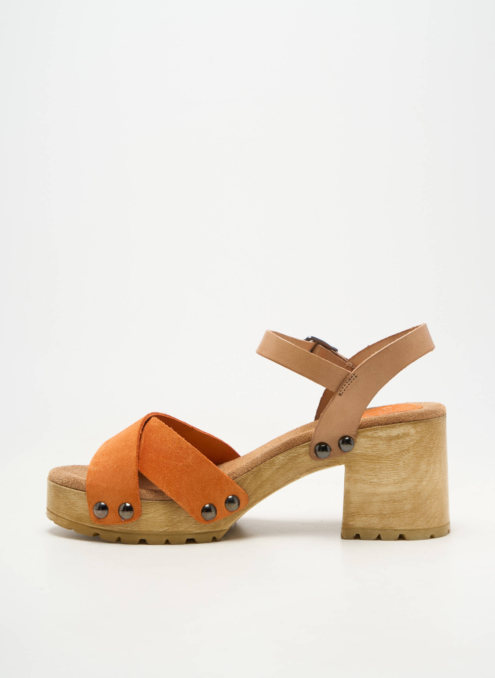 Sandales/nu pieds tissage satiné talon de 7 à 9cm orange PORRONET femme