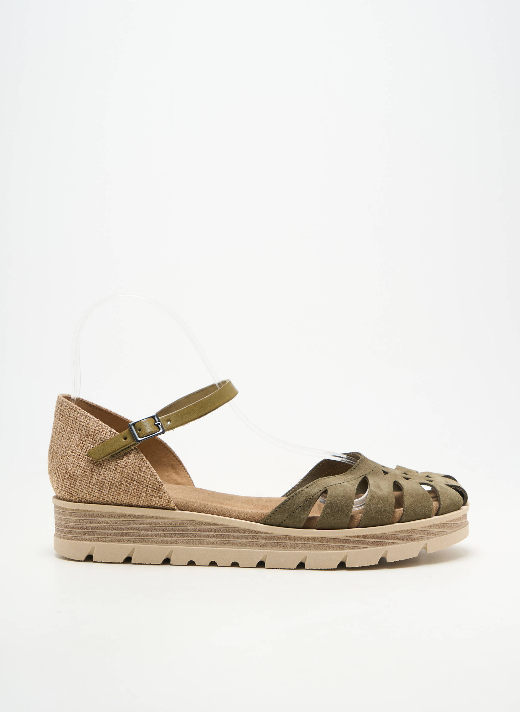 Sandales/nu pieds matière lisse talon plat jusqu'à 3cm vert PORRONET femme