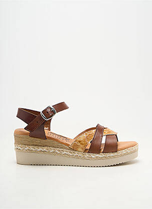 Sandales/nu pieds matière lisse talon de 4 à 6cm marron LA FEMME femme
