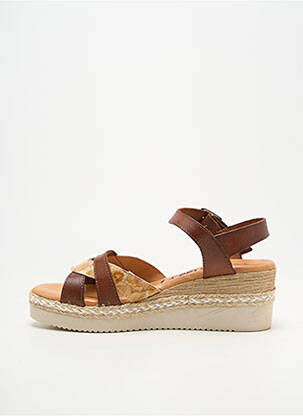 Sandales/nu pieds matière lisse talon de 4 à 6cm marron LA FEMME femme