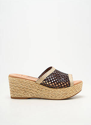 Mules/sabots matière lisse talon de 7 à 9cm marron LA FEMME femme