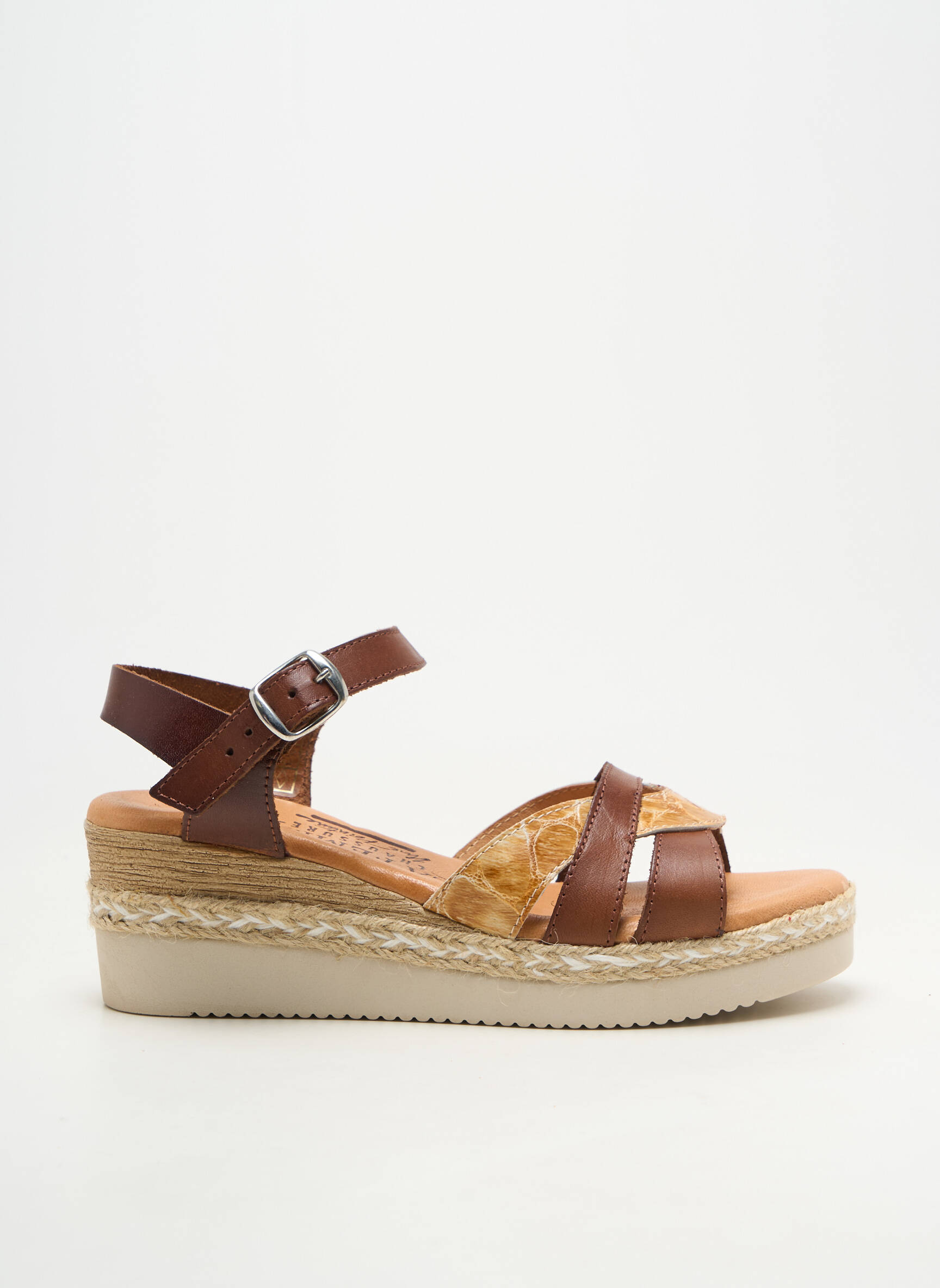 Sandales/nu pieds matière lisse talon de 4 à 6cm marron LA FEMME femme
