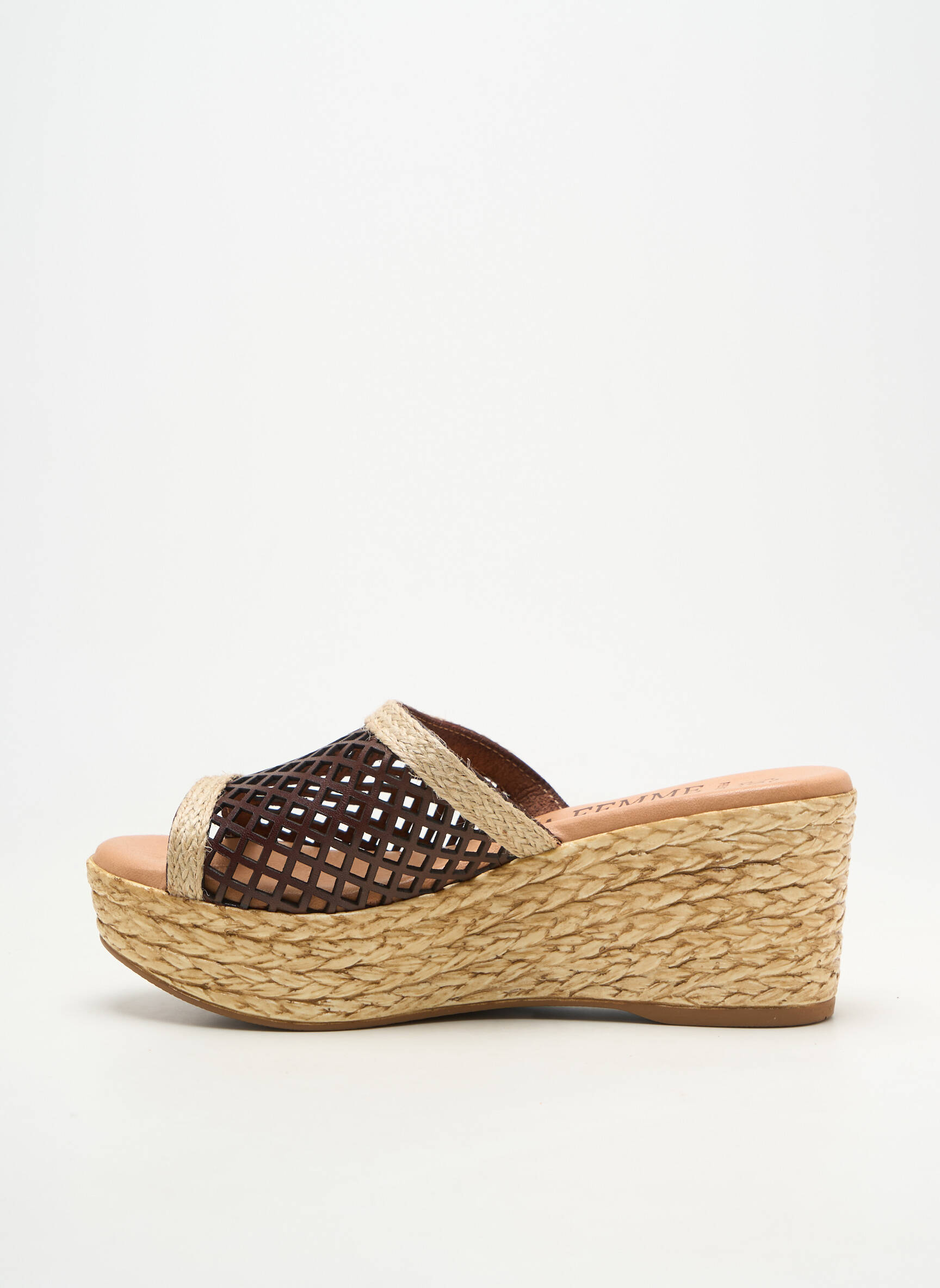 Mules/sabots matière lisse talon de 7 à 9cm marron LA FEMME femme
