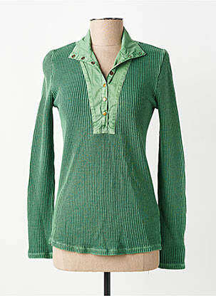 Pull coupe cintrée manches longues vert LEON & HARPER femme