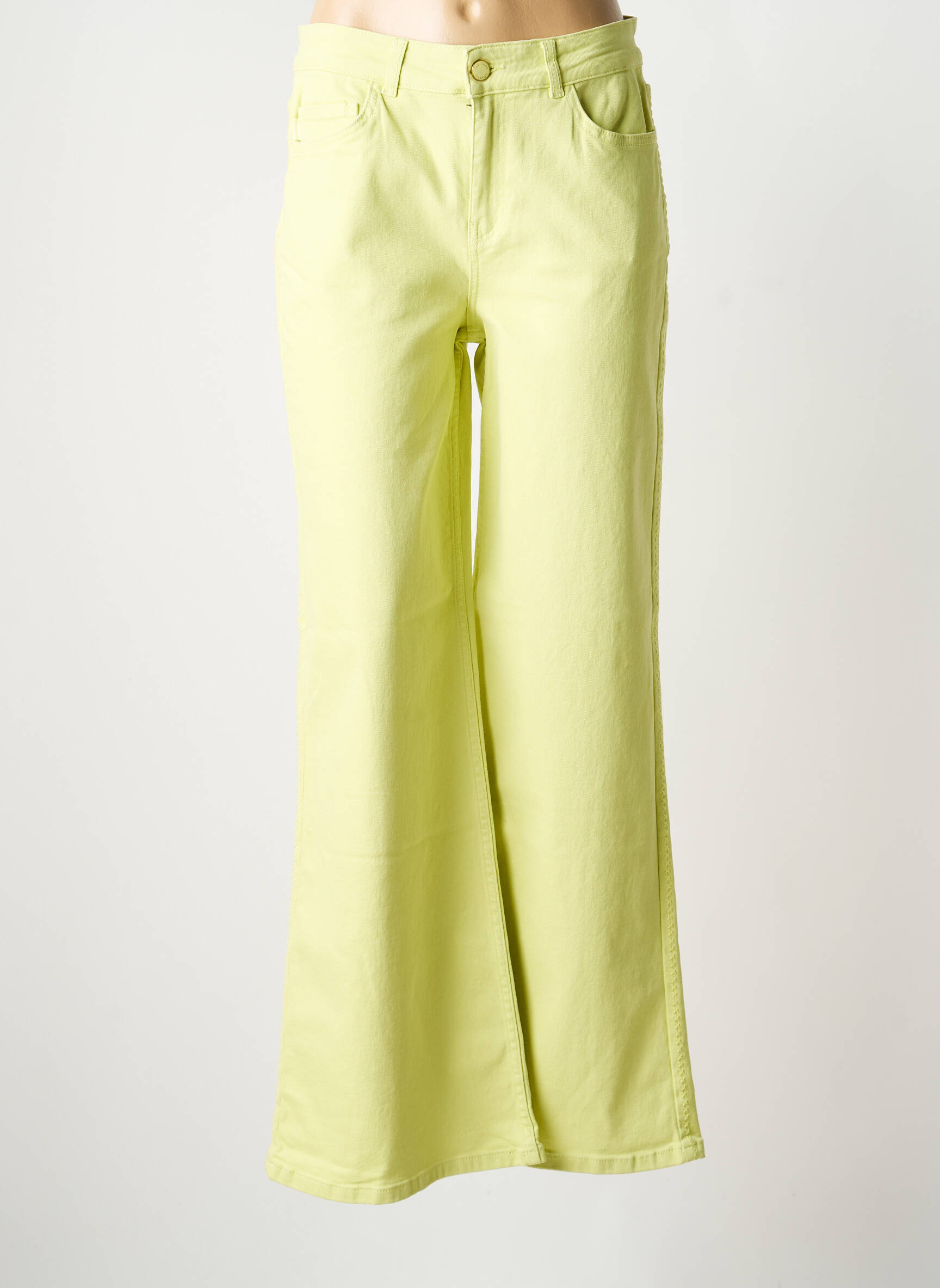 Jeans coupe large stretch taille normale vert FABIENNE CHAPOT femme